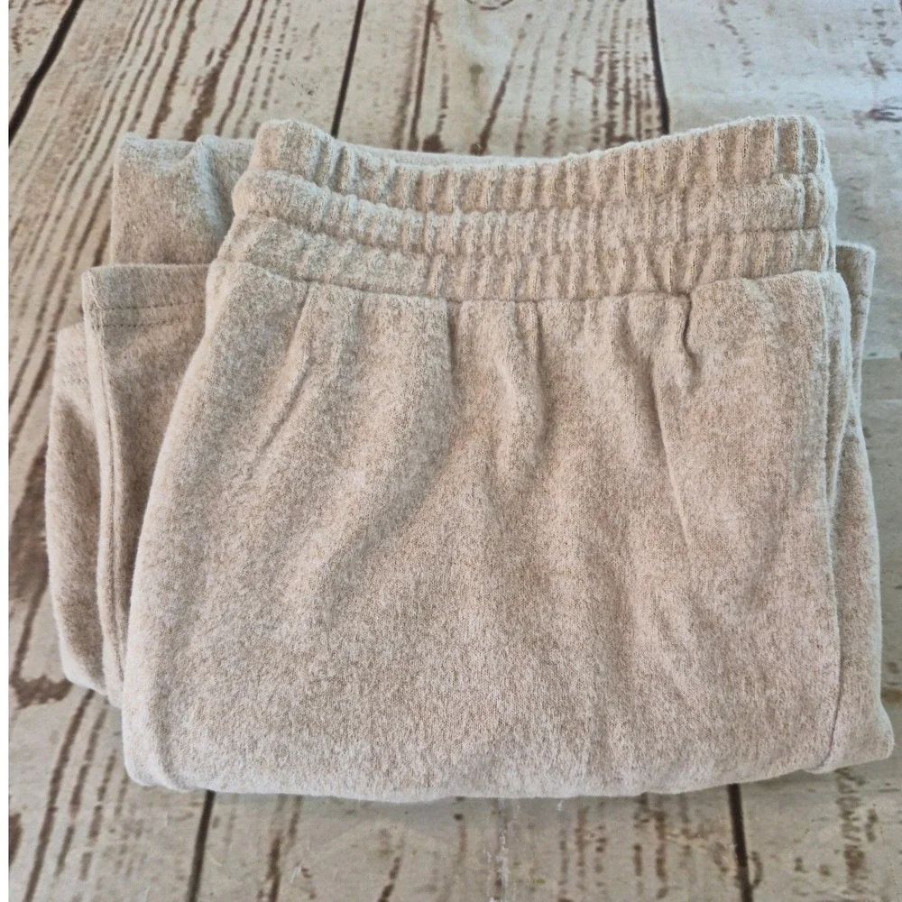 Time and Tru Womens Wide Leg Hacci Pants New Stone Marl Tan Size Medium (8-10)